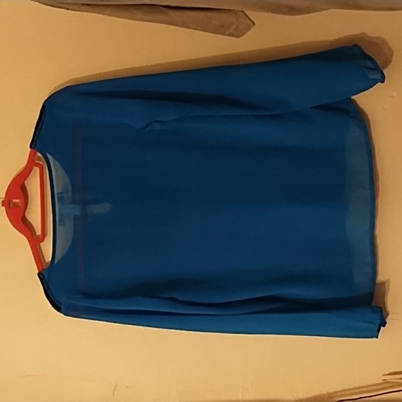 Forever 21 Women's Blue/Black Sheer Long Sleeve Embroidered Women's Top Size XS - Picture 3 of 5